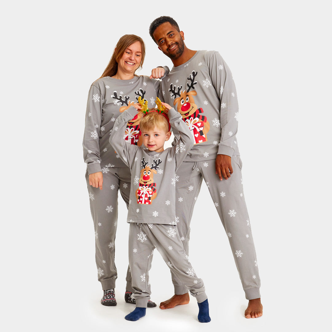 Pyjama de Noël pour Enfants Gris avec Rudolph le Renne