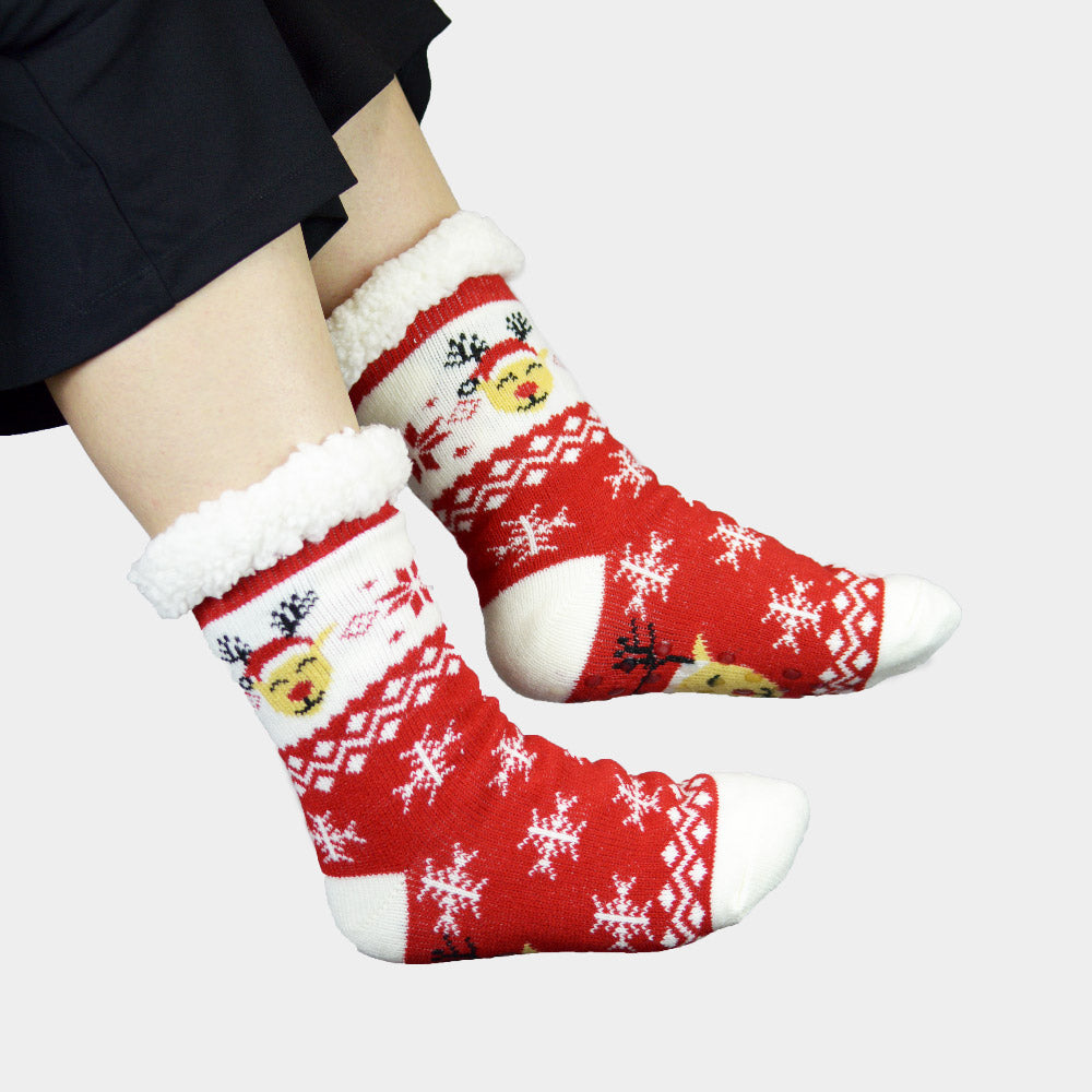 Chaussons Chaussettes de Noël Renne avec Bonnet