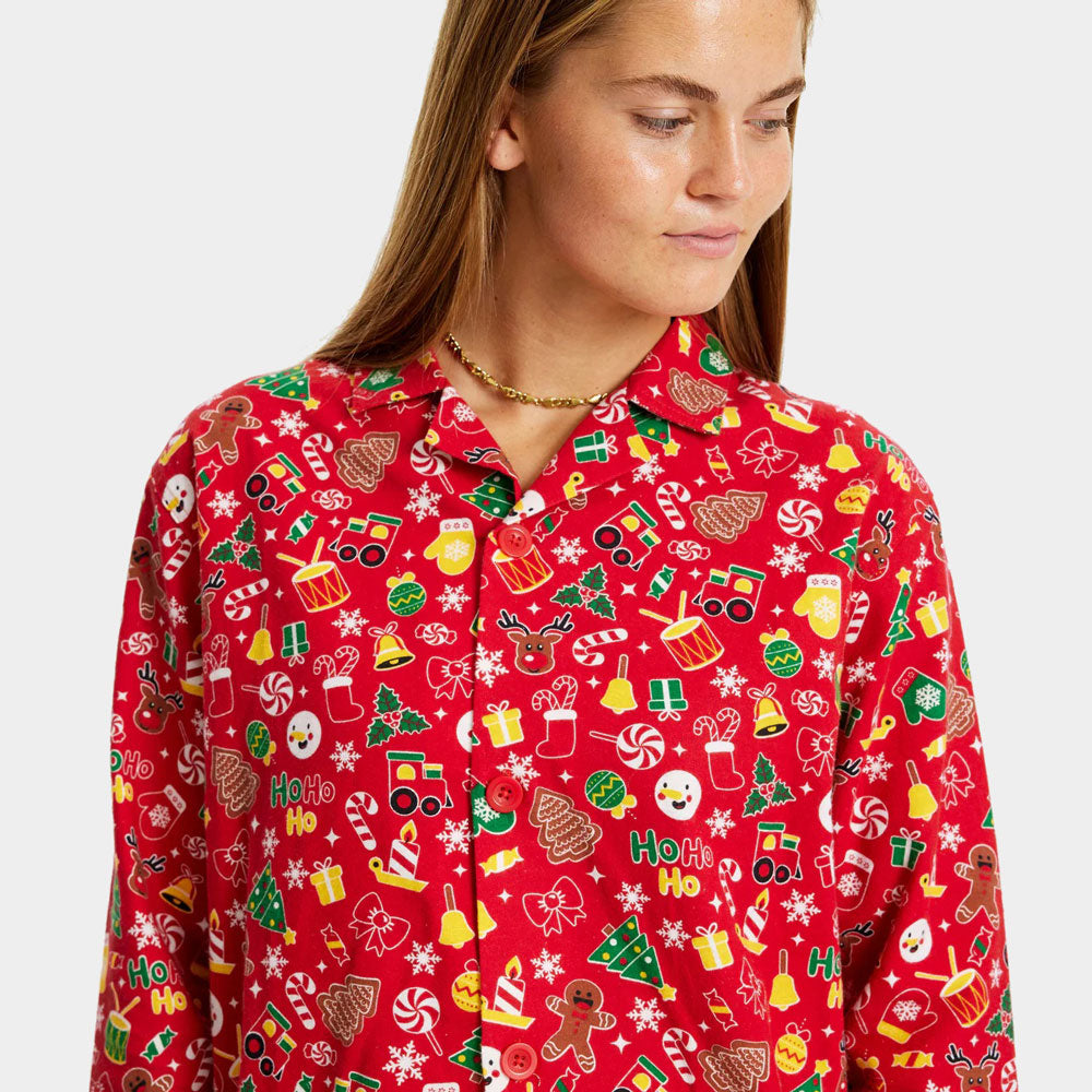 Pyjama de Noël pour Adultes Unisexe Rouge Motifs de Noël