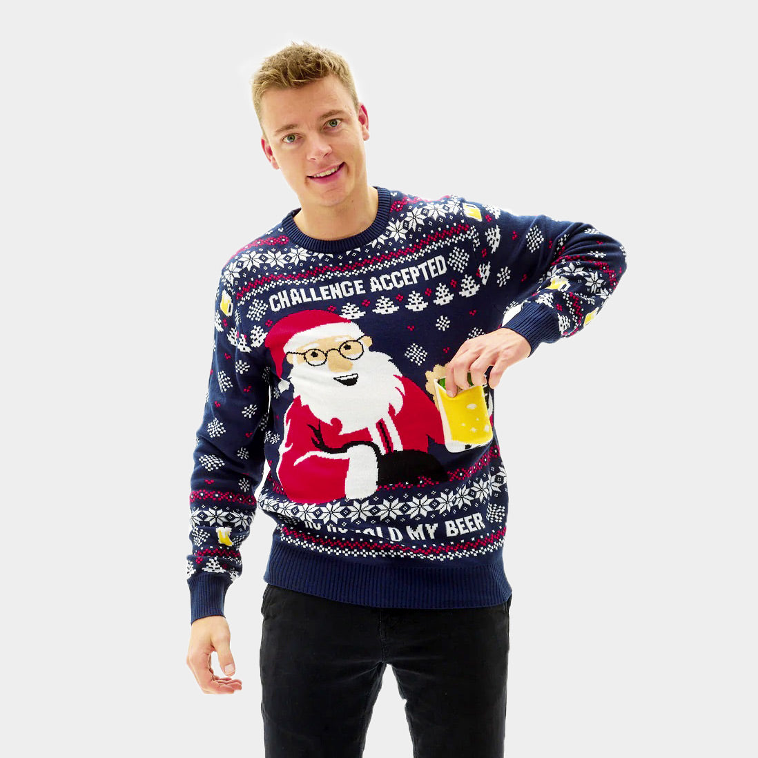 Pull de Noël pour Homme Beer Pocket 3D