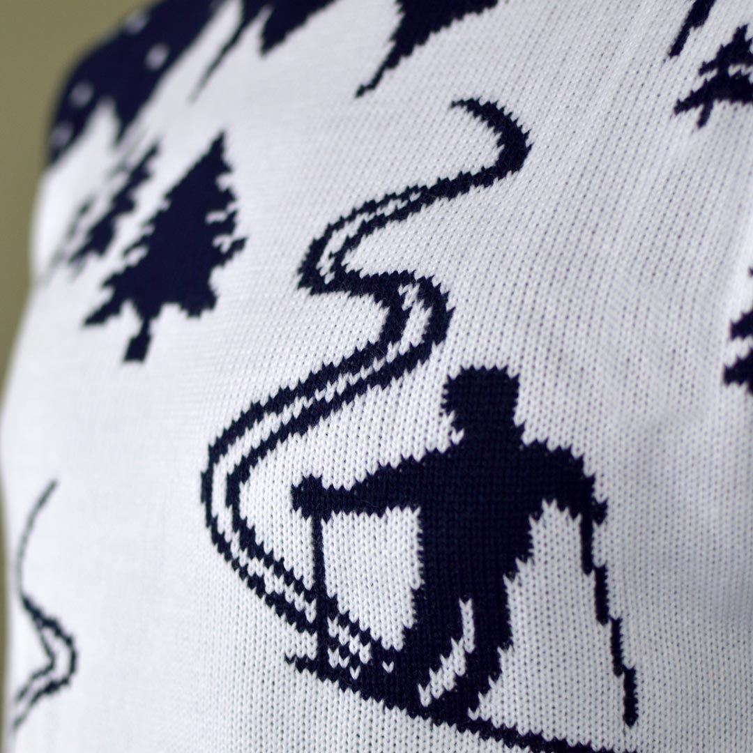 Pull de Noël pour Homme Piste de Ski et Skieurs