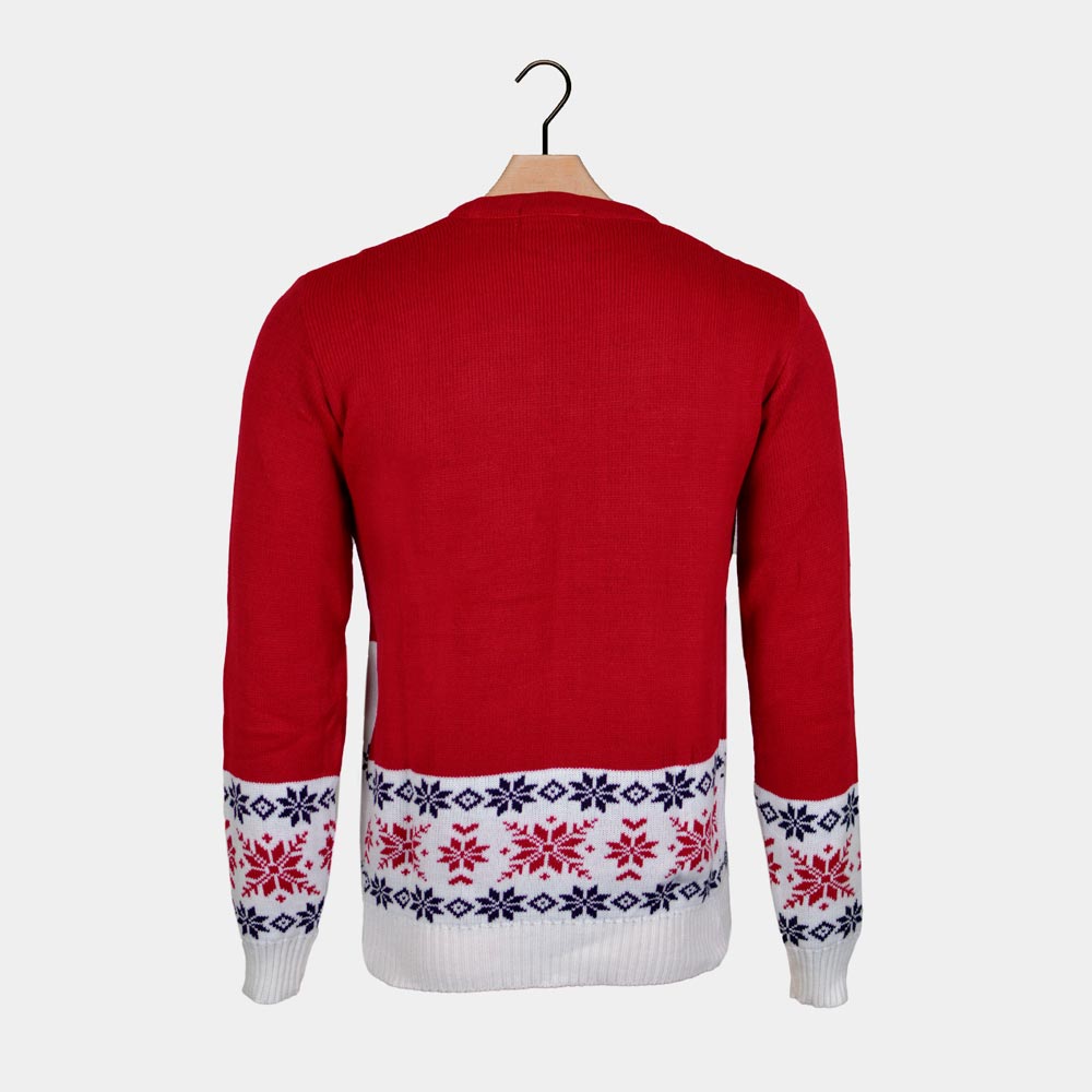 Pull de Noël pour Homme Rouge avec Renne Patinant