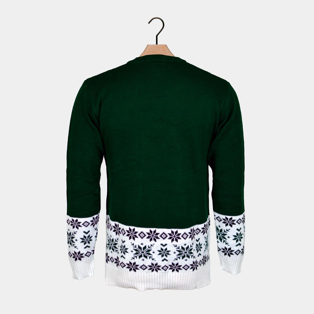 Pull de Noël pour Couple Vert avec Renne Patinant