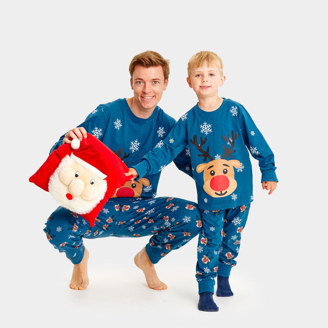 Pyjama de Noël pour Enfants Bleu avec Rudolph le Renne