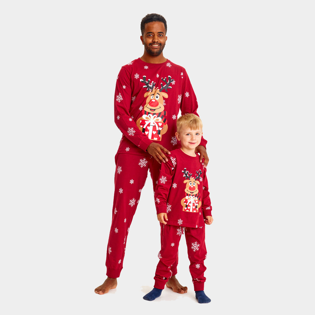 Pyjama de Noël pour Enfants Rouge avec Rudolph le Renne