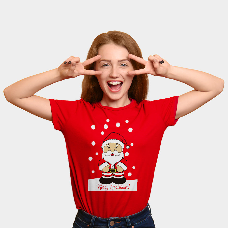 T-Shirt de Noël pour Famille Rouge avec Père Noël