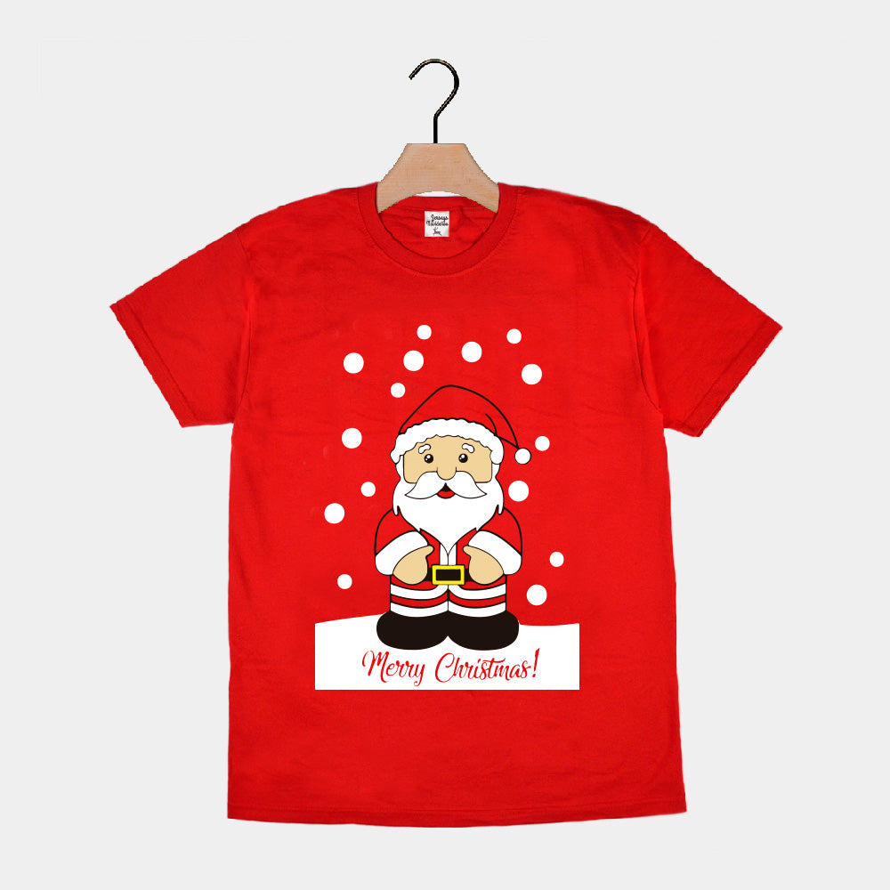 T-Shirt de Noël pour Famille Rouge avec Père Noël